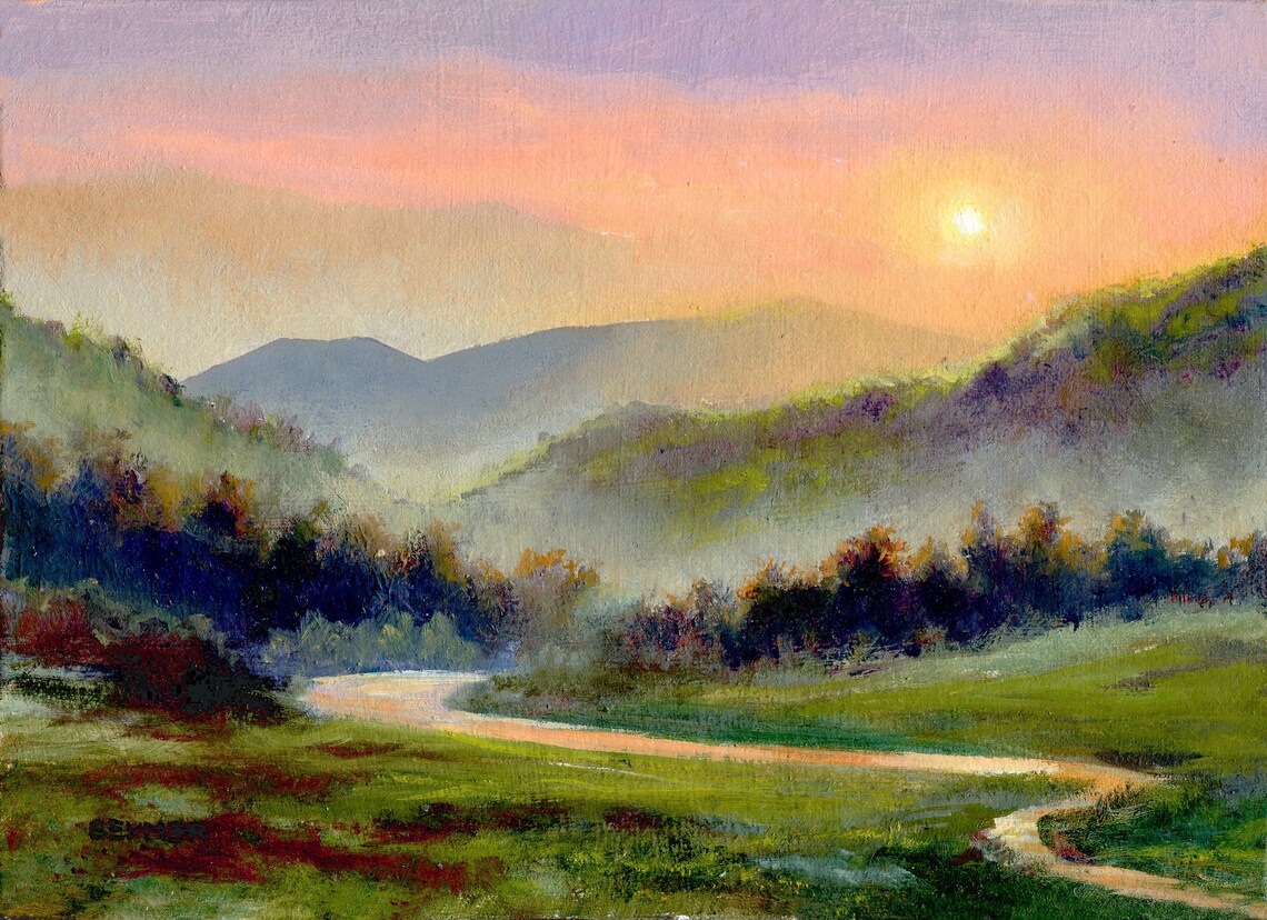 Misty Pines Panoramic Country Landscape Art Print - Image 6