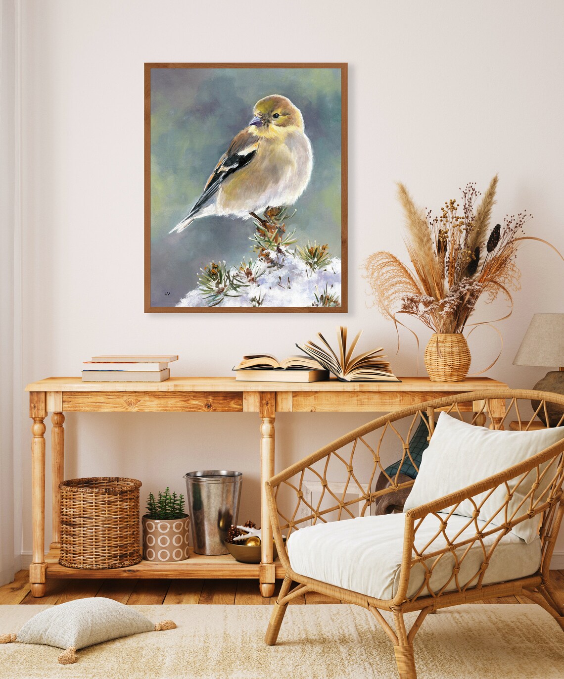 Goldfinch Oil Painting Art Print, Cottage Bird Decor - Image 5