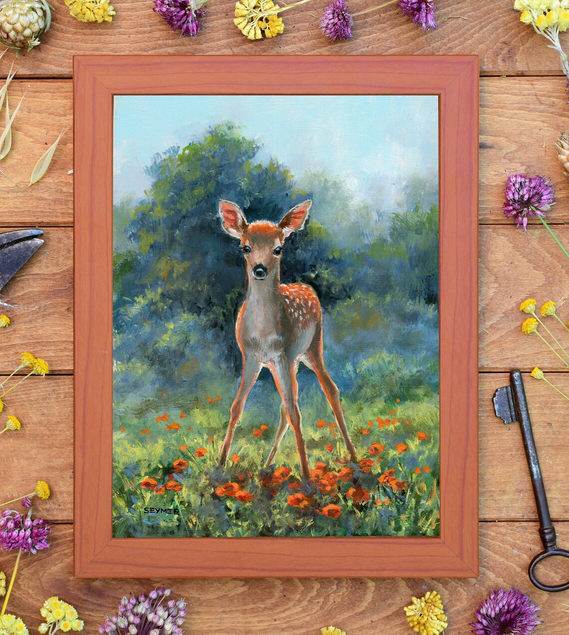 Baby Deer Oil Painting Art Print, Vintage Decor - Image 6