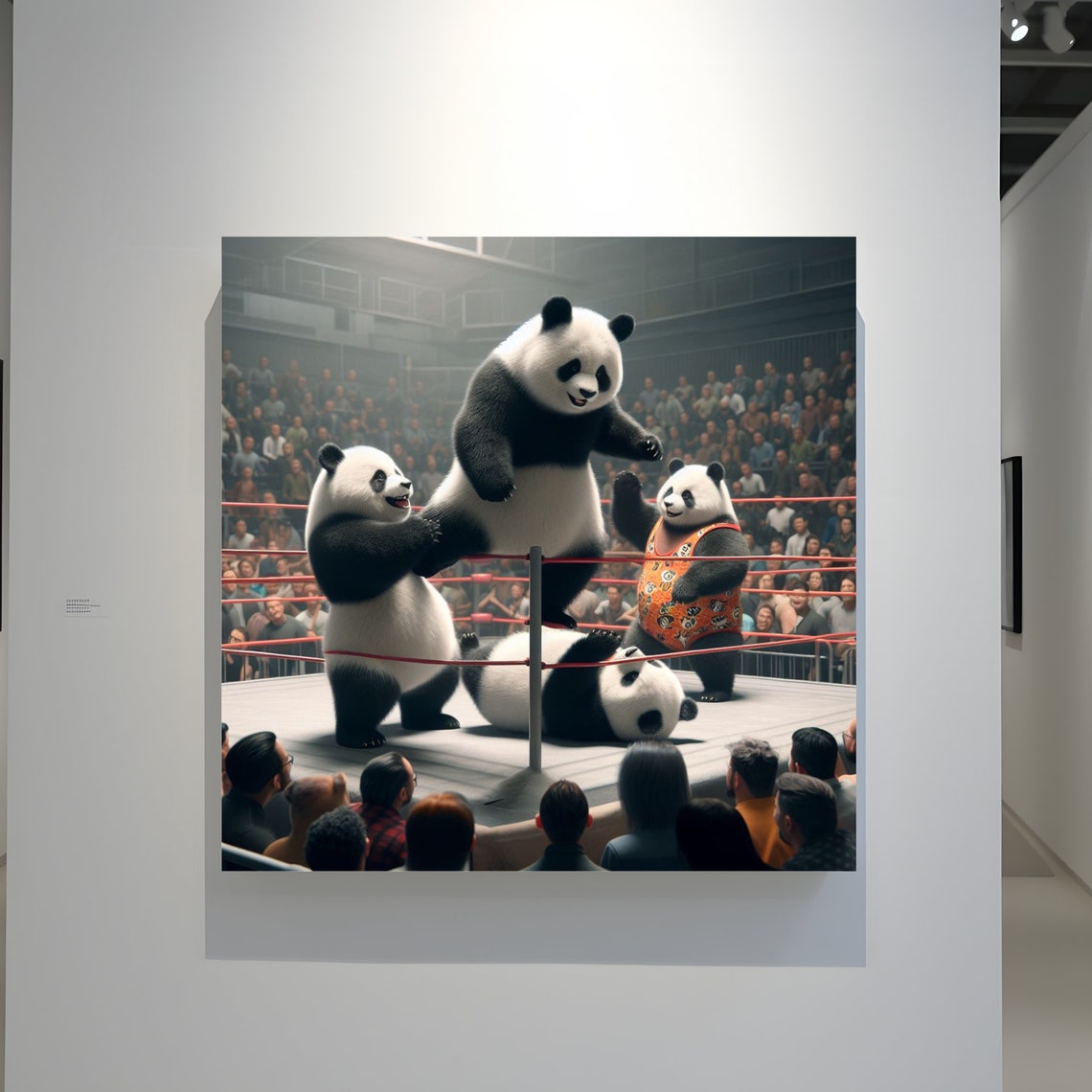 Whimsical Pandas Wrestling in a Ring Before a Cheering Crowd Poster - Image 3