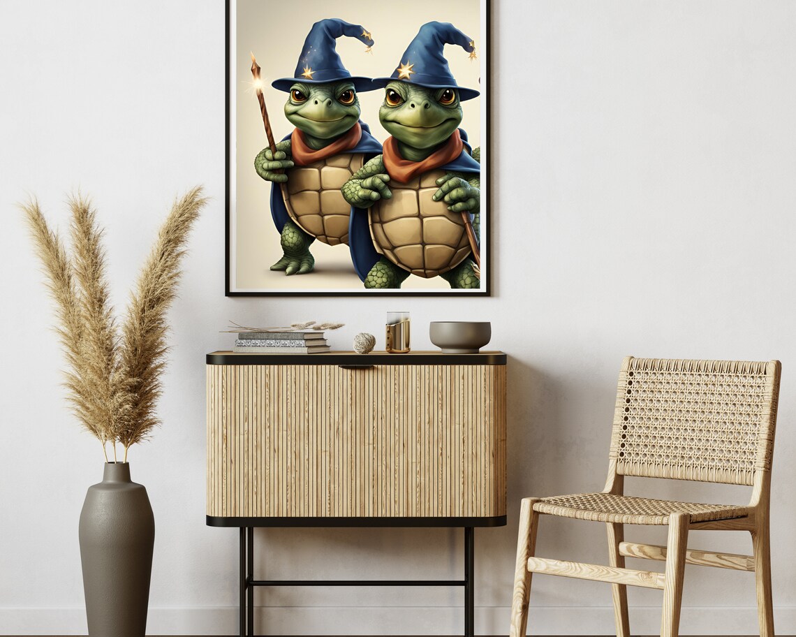 Wizard Turtles Cute Quirky Animal Art Print - Image 2
