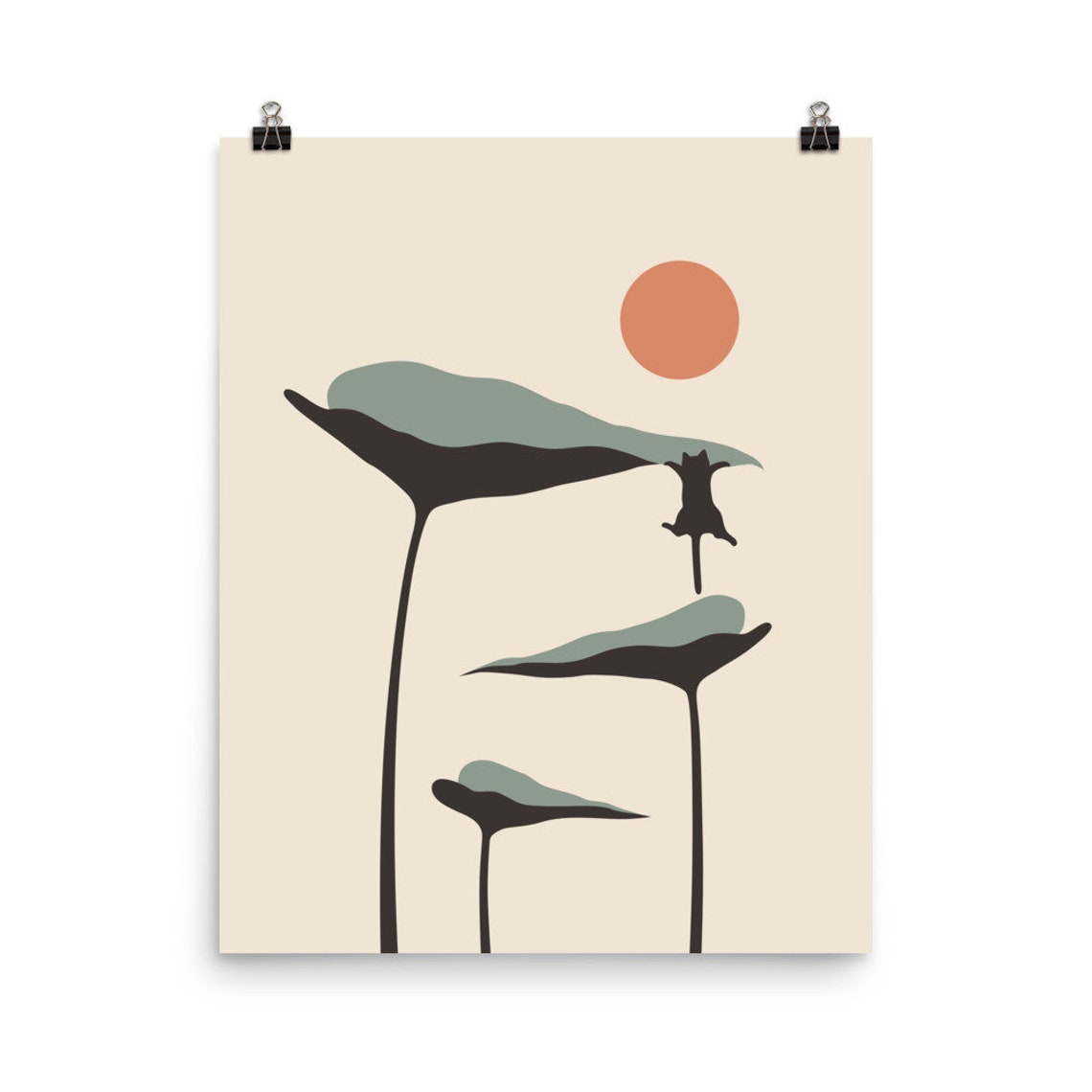 Cat And Plant Art Print