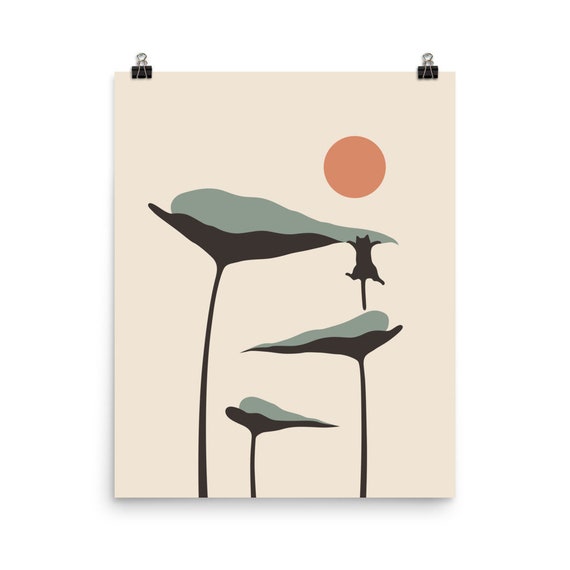 Cat And Plant Art Print