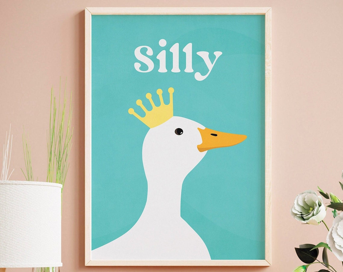Funny Quotes Instant Inspirational Art Teal Wall Art Print Silly Goose Funny Wall Art Dorm Decor Minimalist Art - Image 3