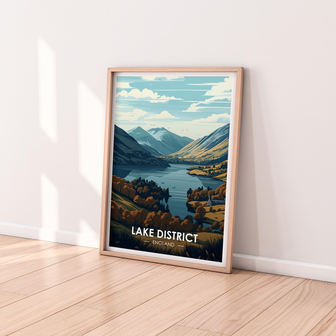 Lake District England Autumn Lake And Mountains Travel Poster - Image 2
