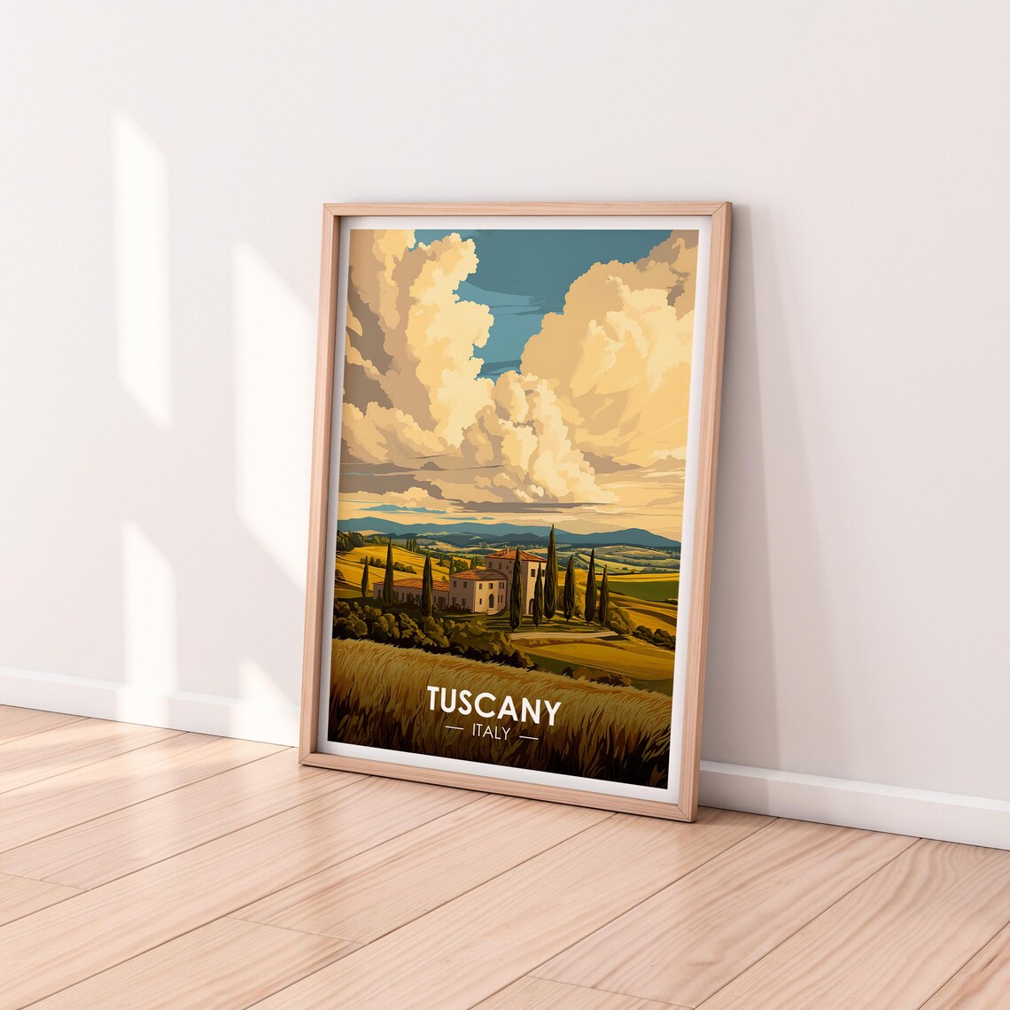 Tuscany Italy Golden Wheat Fields Cypress Villa Vintage Travel Poster - Image 2
