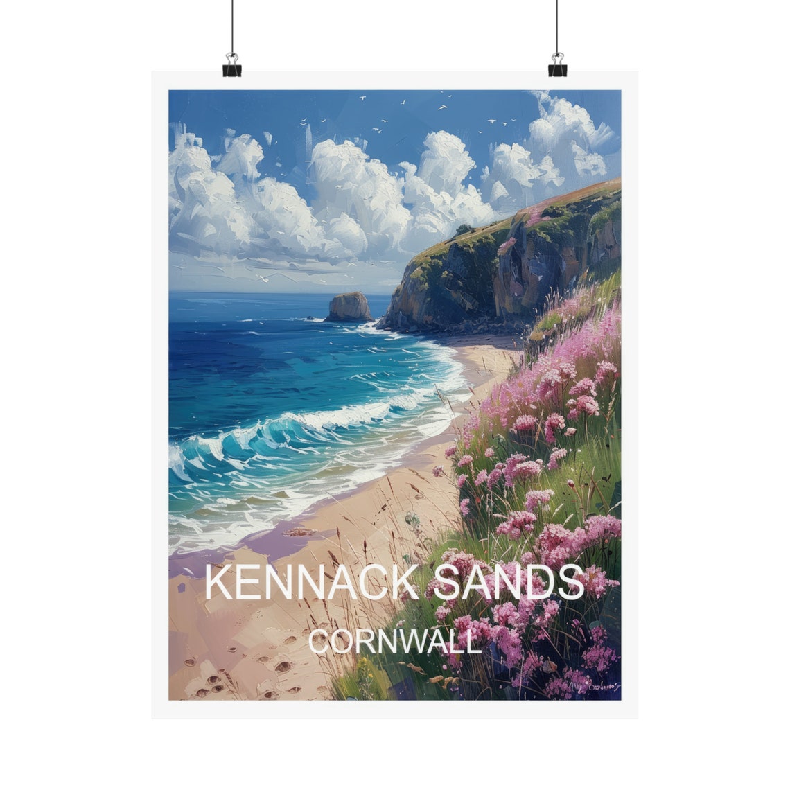 Kennack Sands Cornwall Beach Cliffs Wildflowers Travel Poster - Image 5