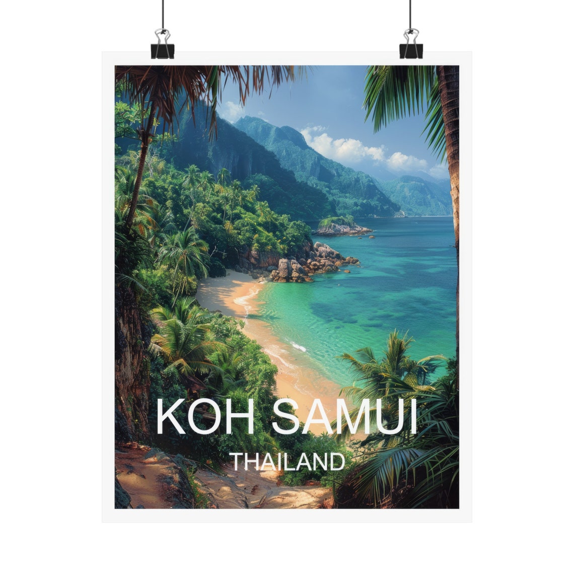Koh Samui Thailand Tropical Beach Cove Palm Trees Travel Poster - Image 4