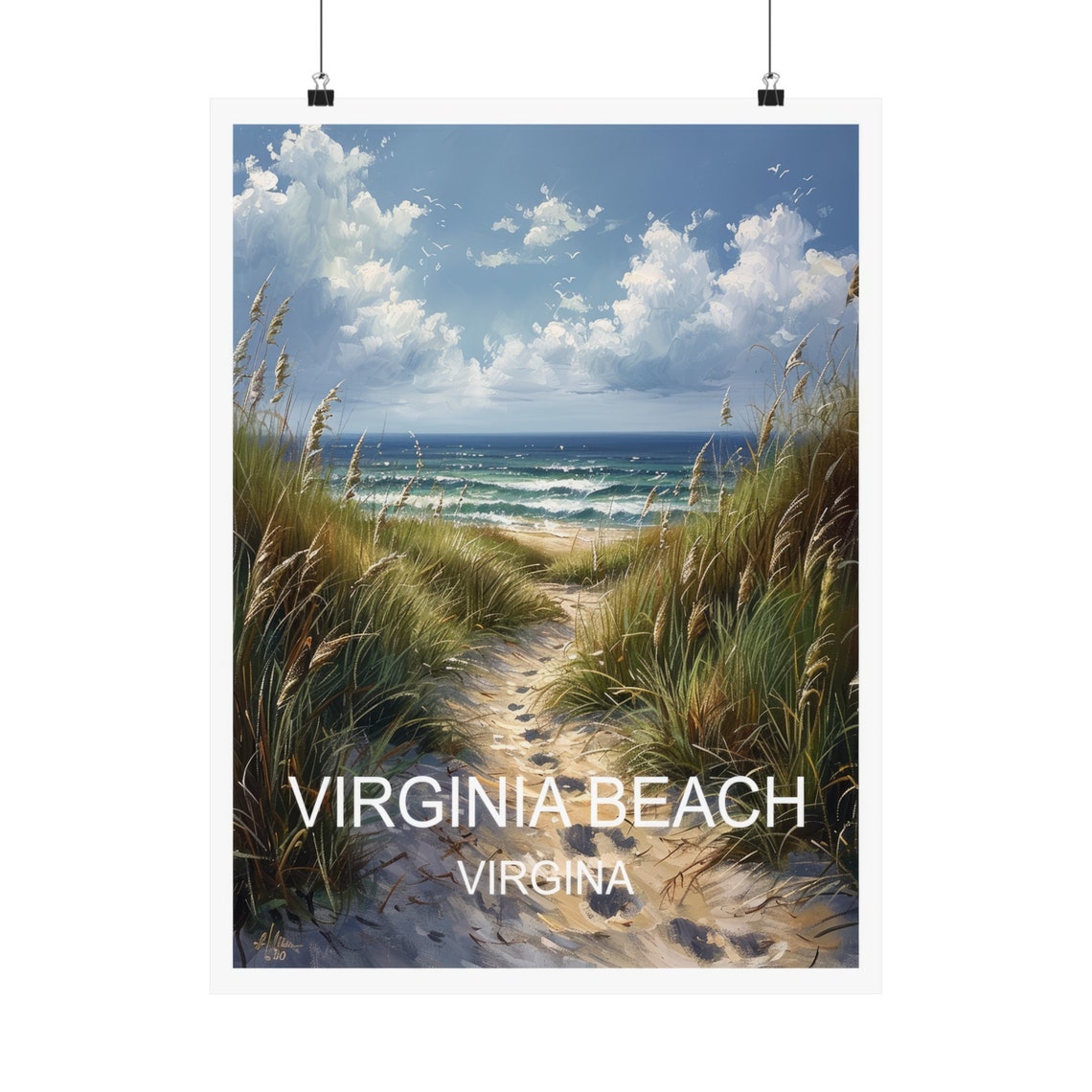 Virginia Beach Ocean Dunes Sandy Path Coastal Travel Poster Elegant - Image 5