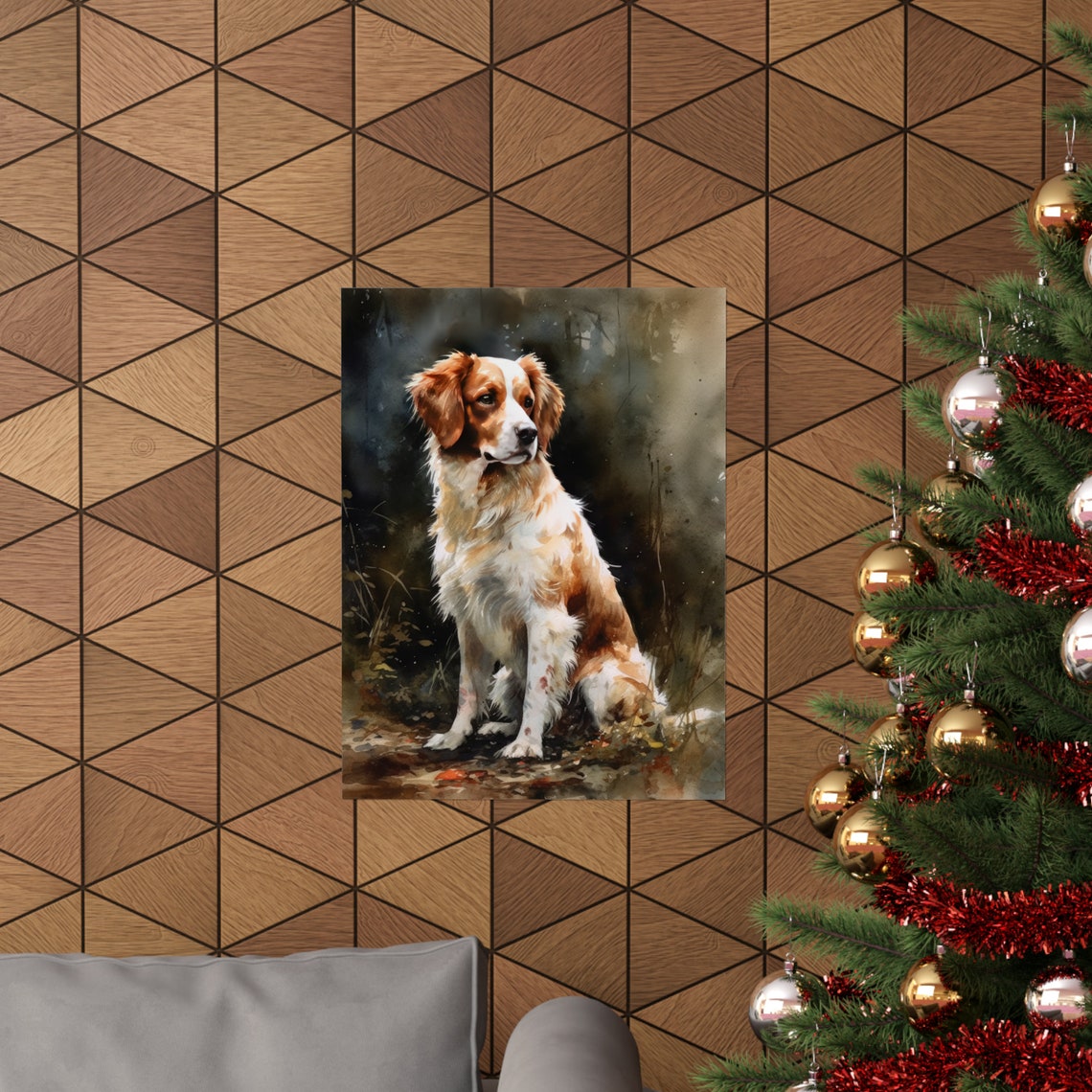 Nederlandse Kooikerhondje Red White Spaniel Watercolor Dog Poster - Image 3