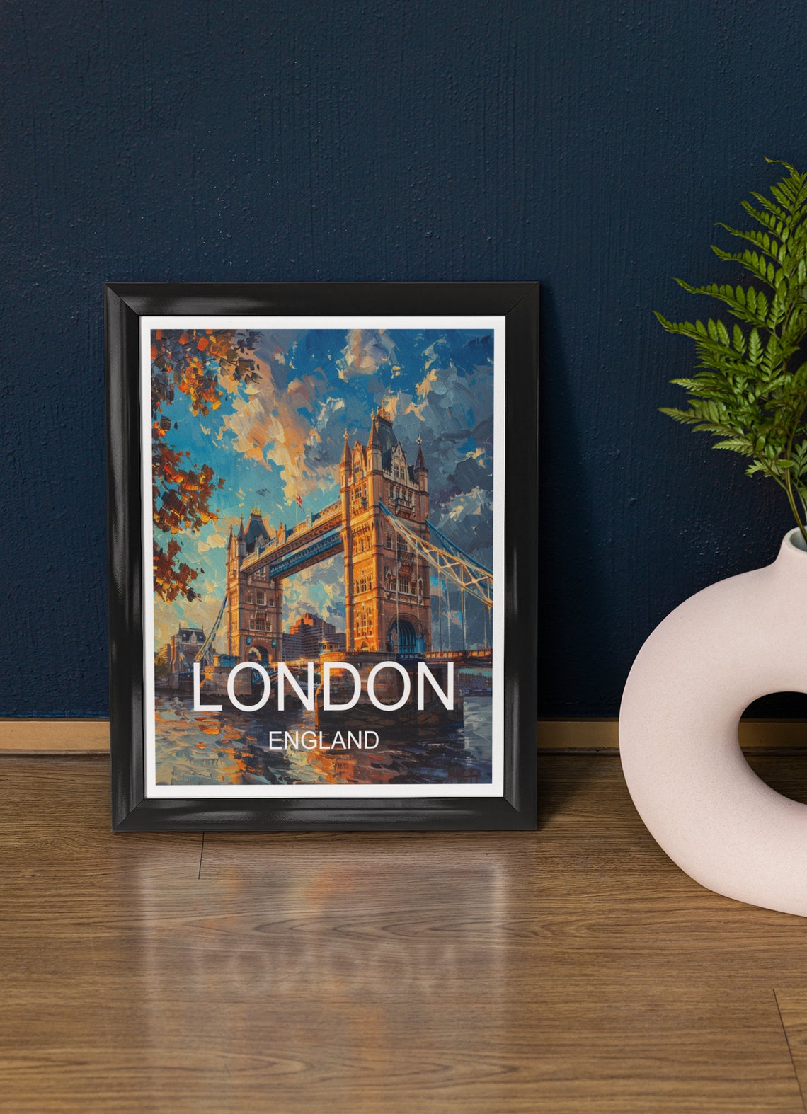 Tower Bridge London England Dramatic Skyline Sunset Travel Poster
