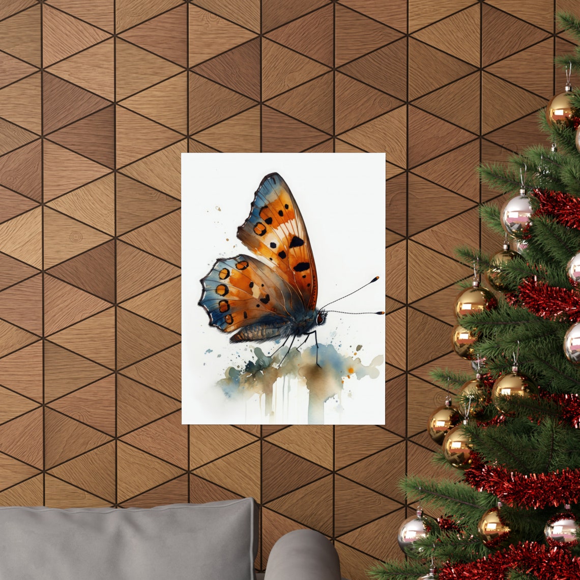Small Copper Butterfly Watercolor Splash Paintings Insect Art Print - Image 3