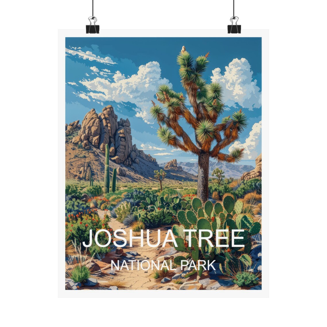 Joshua Tree National Park Desert Cactus Rock Vintage Travel Poster - Image 4