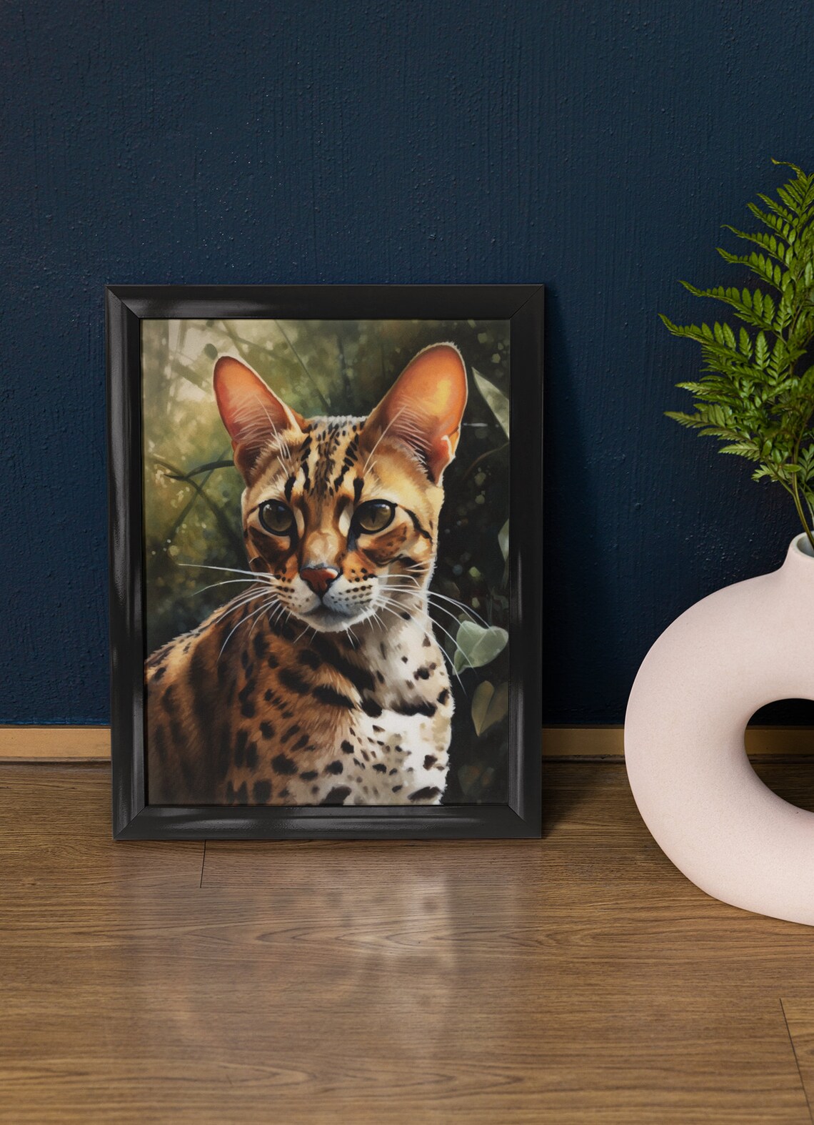 Ocicat Golden Spotted Cat Big Ears Portrait Animal Art Poster