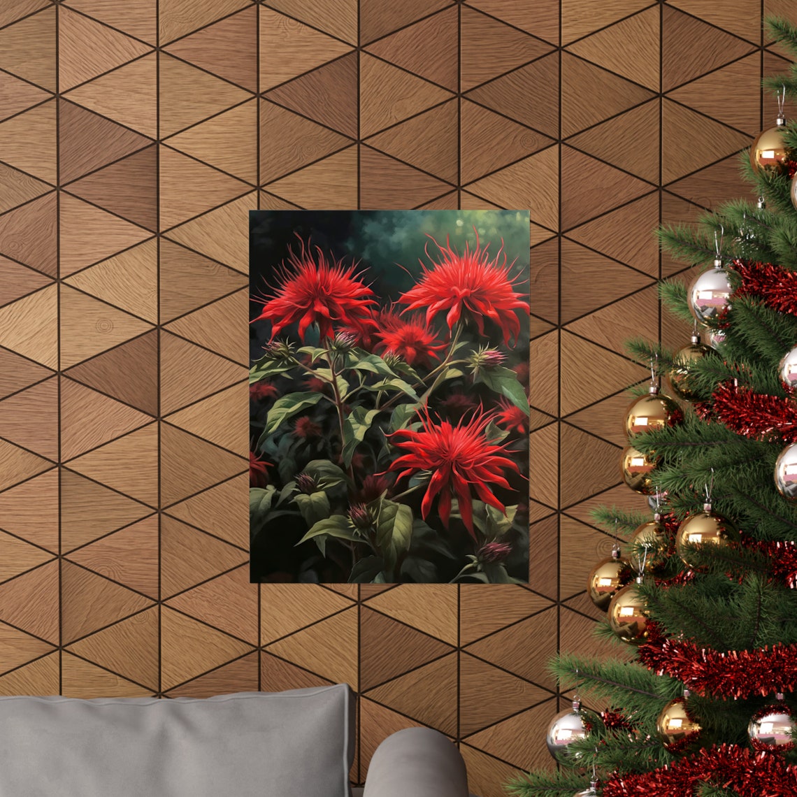 Red Bee Balm Flower Art Print Flower Painting Flower Dcor Floral Art Print Floral Wall Art Painting Floral Artwork Botanical Print - Image 3