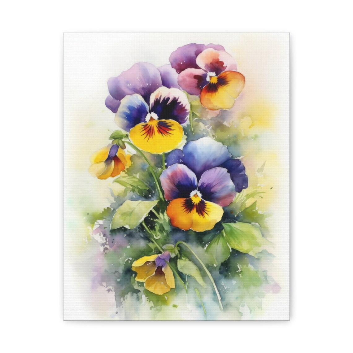 Colorful Pansy Flowers Watercolor Bouquet Floral Botanical Art Poster - Image 2