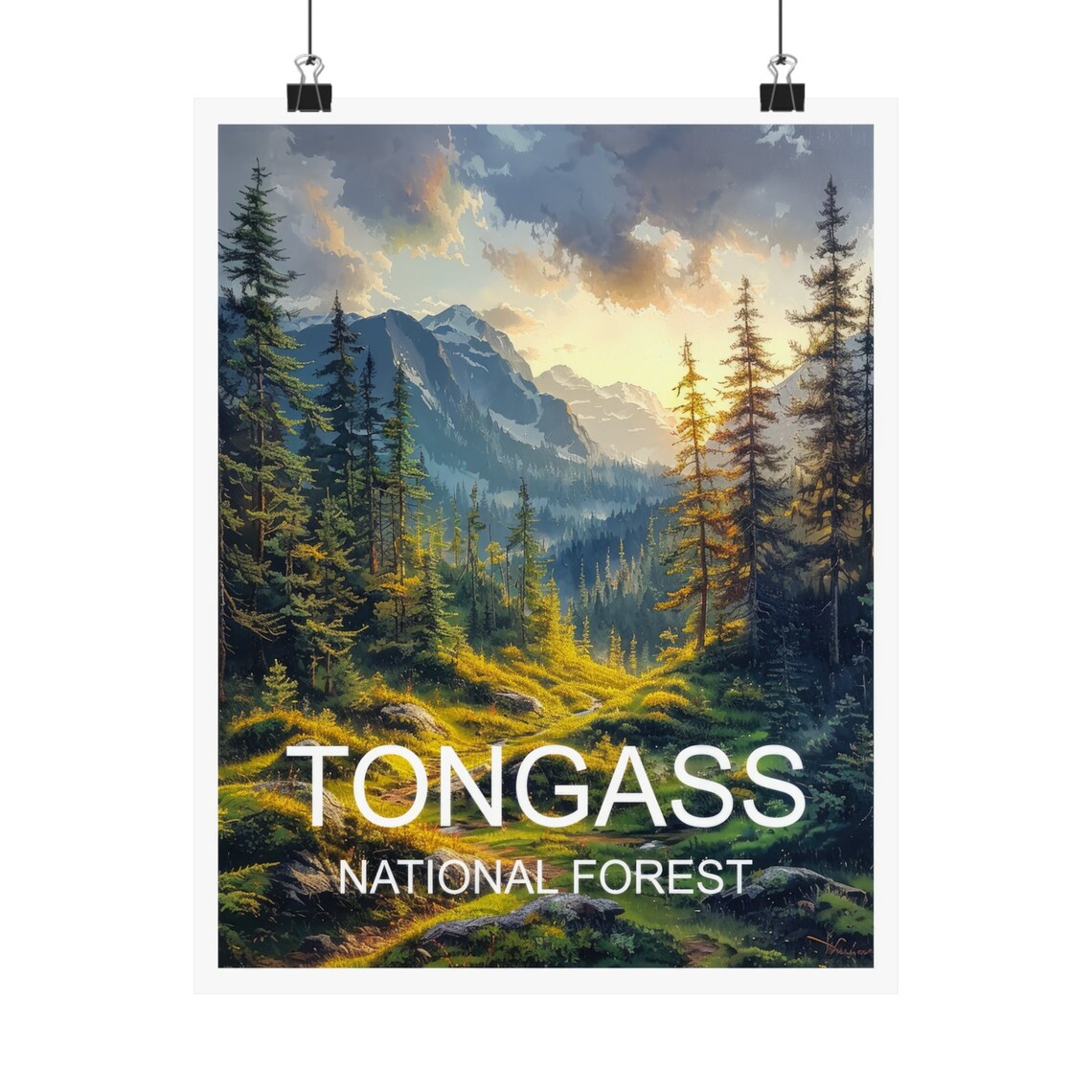 Tongass National Forest Evergreen Valley Golden Light Travel Poster - Image 4