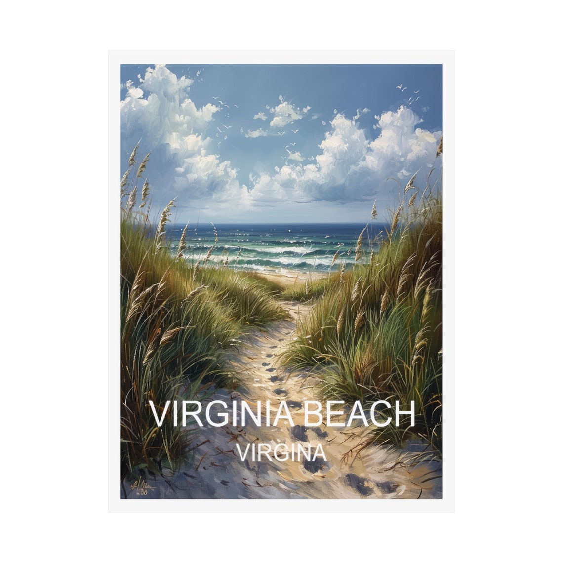Virginia Beach Ocean Dunes Sandy Path Coastal Travel Poster Elegant - Image 3