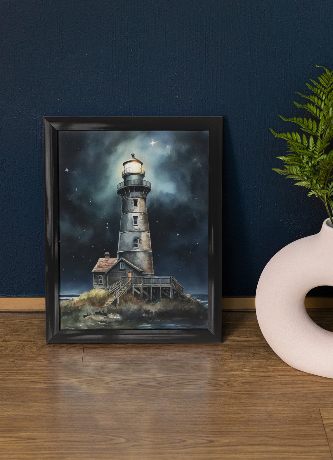Lighthouse Art Print Lighthouse Painting Lighthouse Wall Art Beach Art Print Beach Wall Art Ocean Dcor Ocean Painting Ocean Theme
