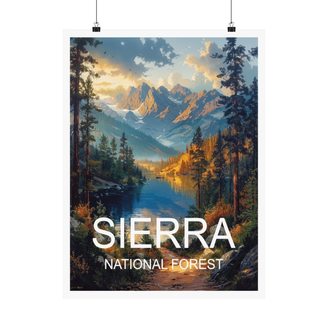 Sierra National Forest Alpine Lake Mountain Reflections Travel Poster - Image 5