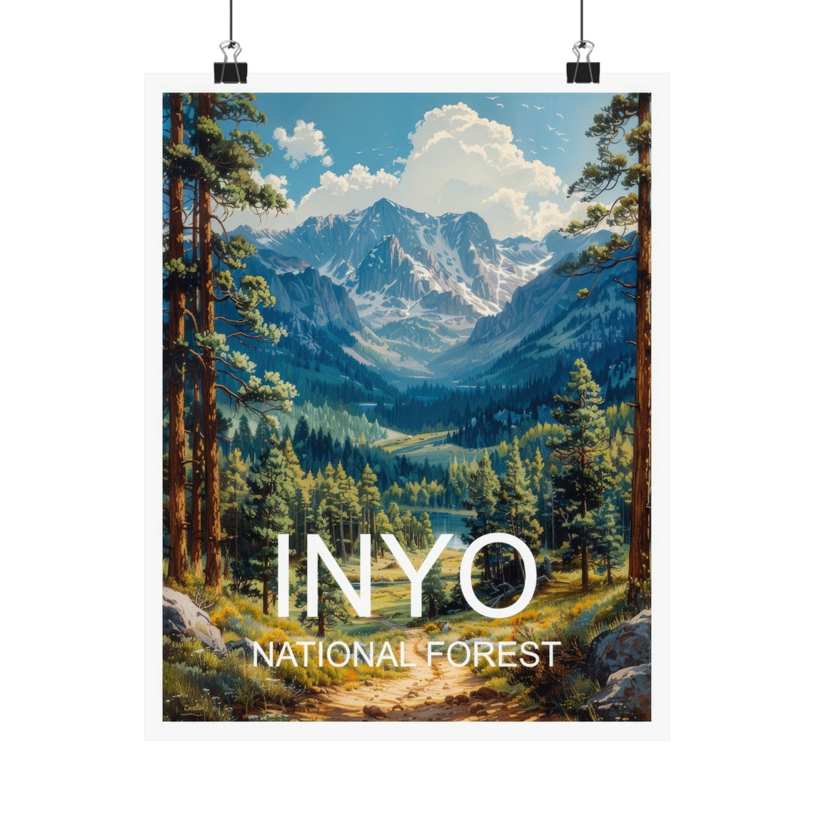 Inyo National Forest Snow Capped Sierra Peaks Pine Trail Poster - Image 4