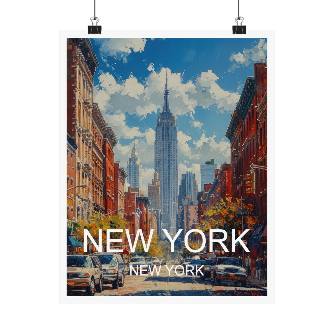 New York City Empire State Building Street Scene Travel Poster - Image 4