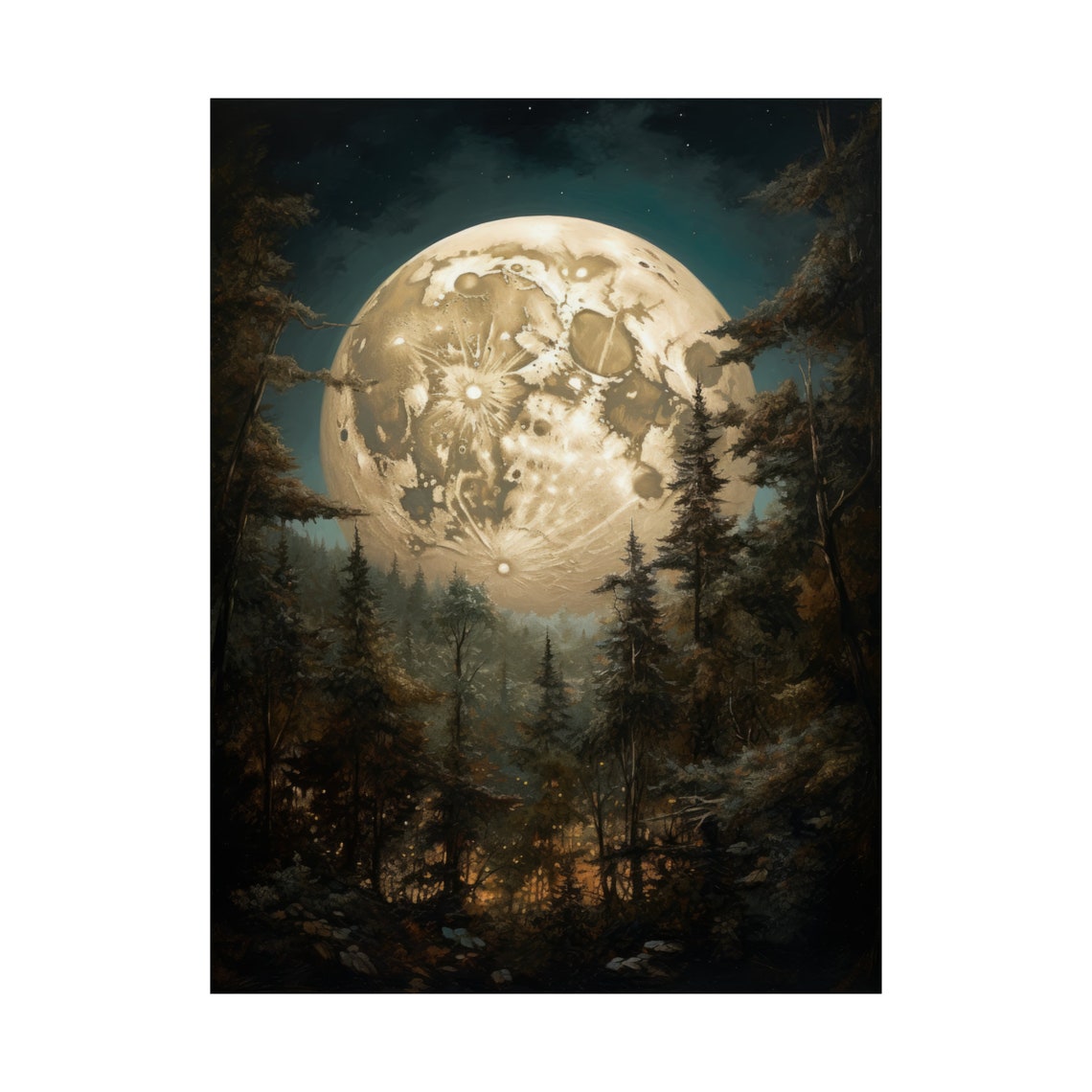 Moon Art Print Dark Academia Art Dark Cottagecore Art Witch Room Dcor Moon Wall Art Gothic Wall Art Moody Wall Art Celestial Art - Image 4