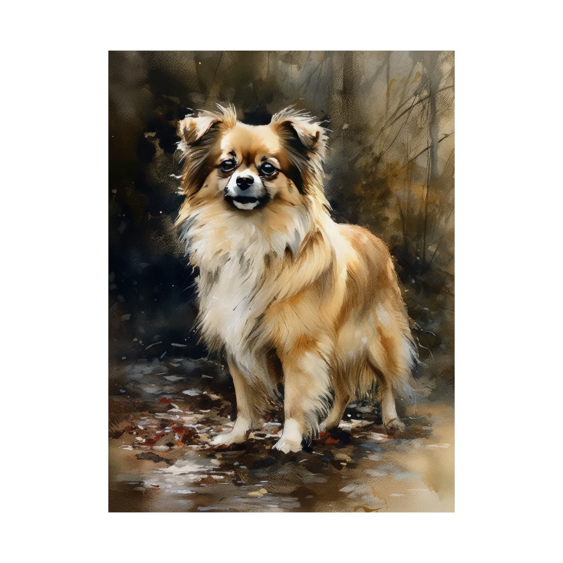 Tibetan Spaniel Standing Watercolor Portrait Small Dog Breed Poster - Image 4