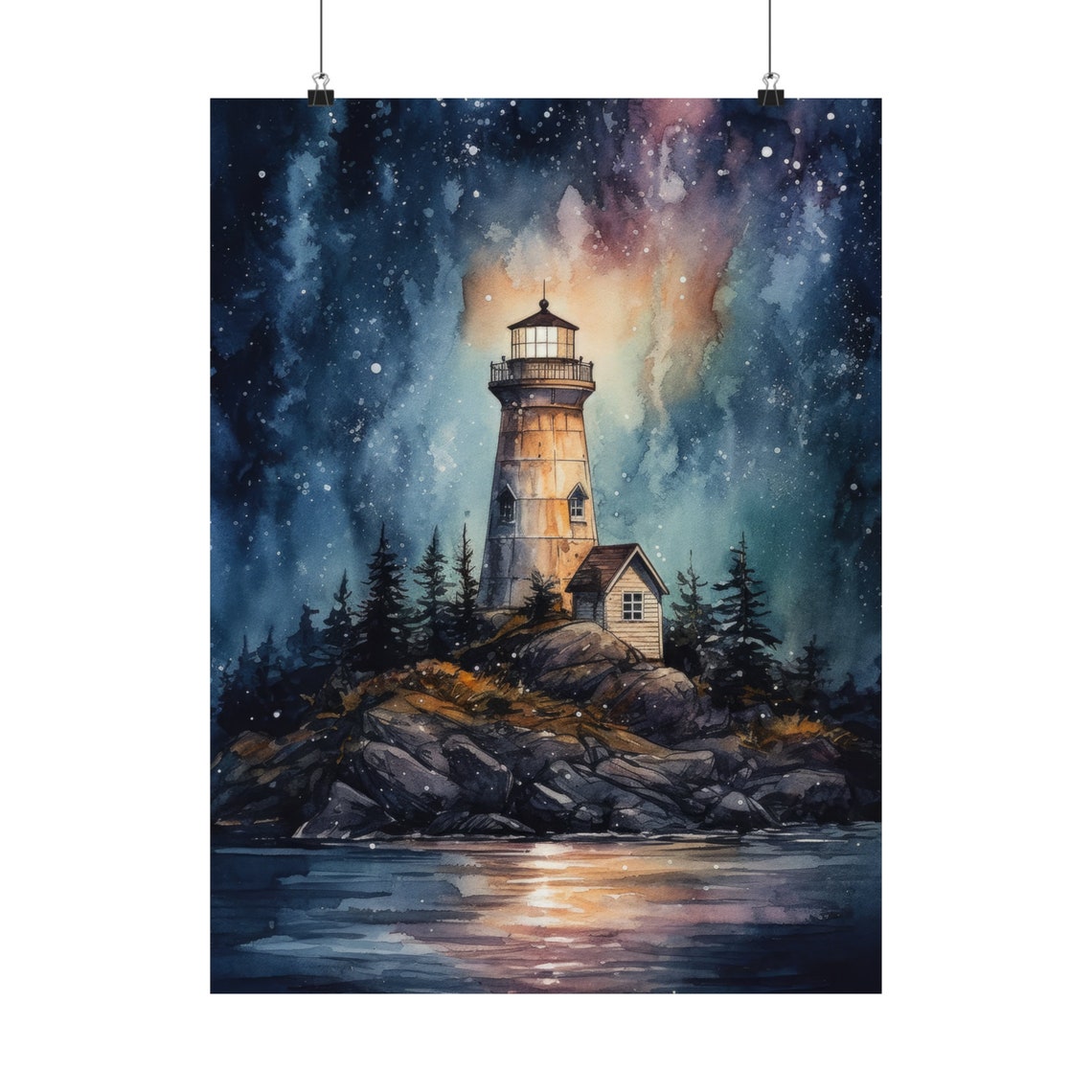 Lighthouse Art Print Lighthouse Painting Lighthouse Wall Art Beach Art Print Beach Wall Art Ocean Dcor Ocean Painting Ocean Theme - Image 5