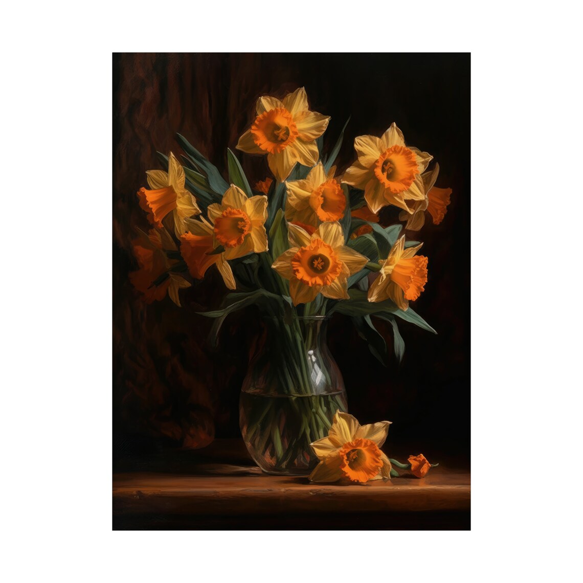 Orange Daffodil Bouquet Warm Golden Blooms Still Life Art Poster - Image 4