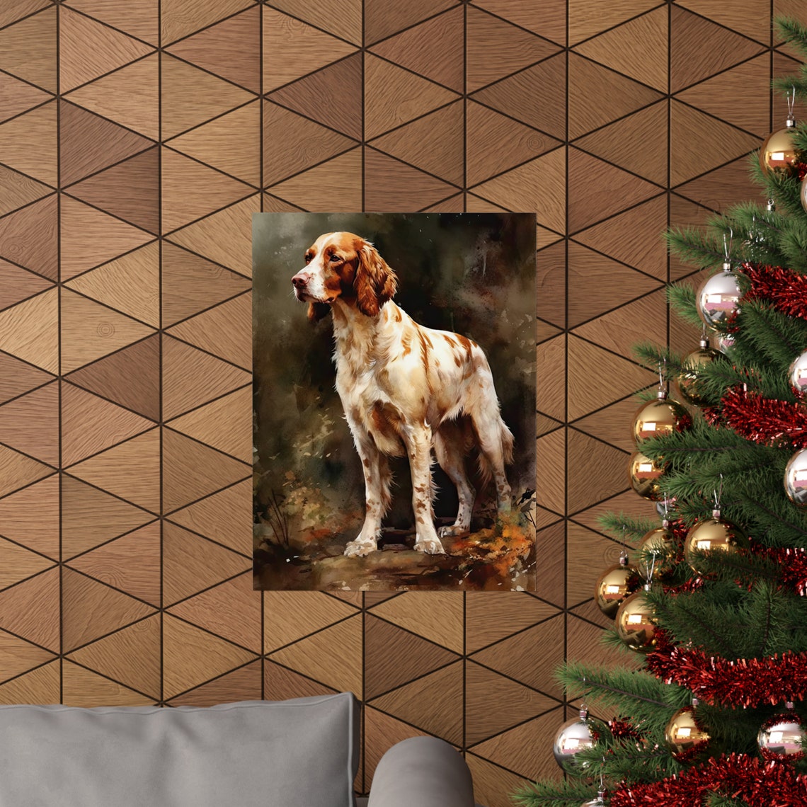 Irish Red And White Setter Standing Graceful Watercolor Dog Poster - Image 3