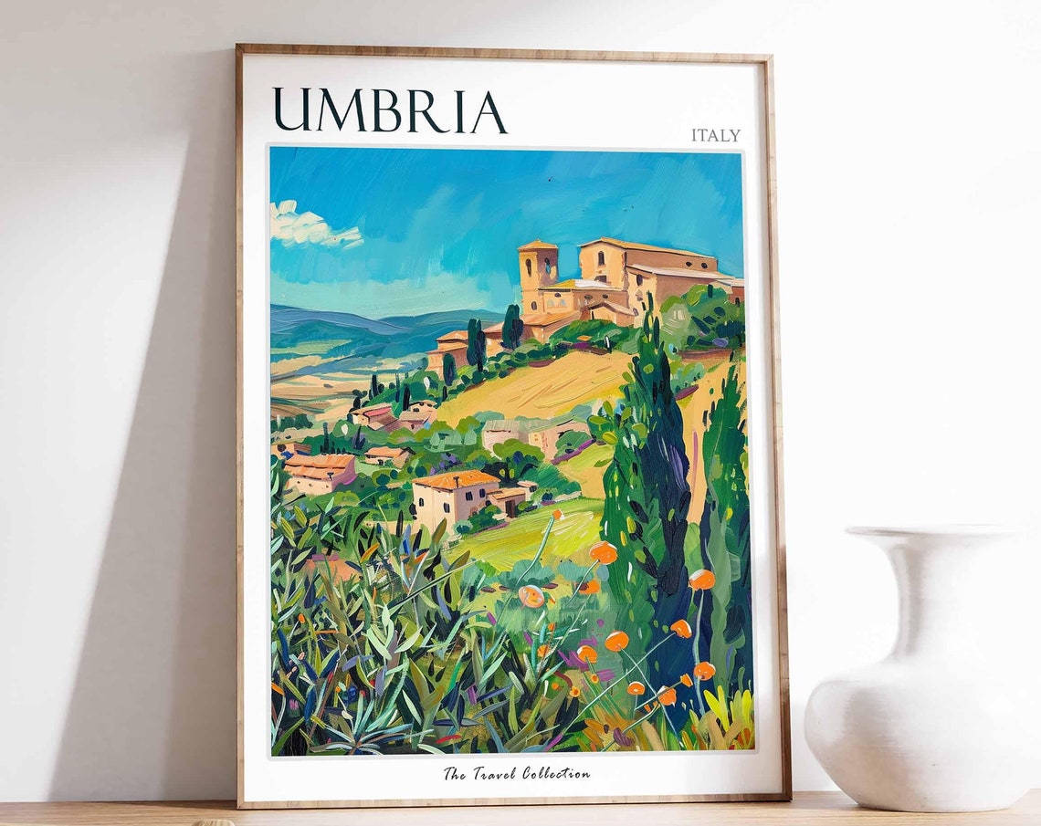 Umbria Poster Umbria Travel Print Italy Wall Art Italian Travel Print Italian Decor Italian Gift Umbria Wall Art