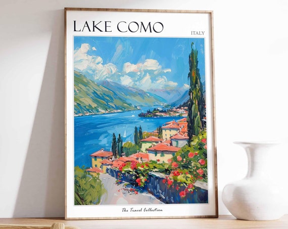 Lake Como Poster Lake Como Travel Print Italy Wall Art Italian Travel Print Italian Decor Italian Gift Lake Como Wall Art