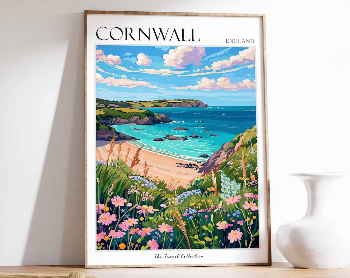 Cornwall England Travel Poster, Home Decor Art Print