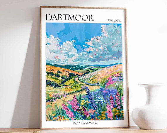 Dartmoor Poster England Travel Print Dartmoor Travel Art Dartmoor Wall Art England Travel Dartmoor Home Decor Dartmoor Travel Gift