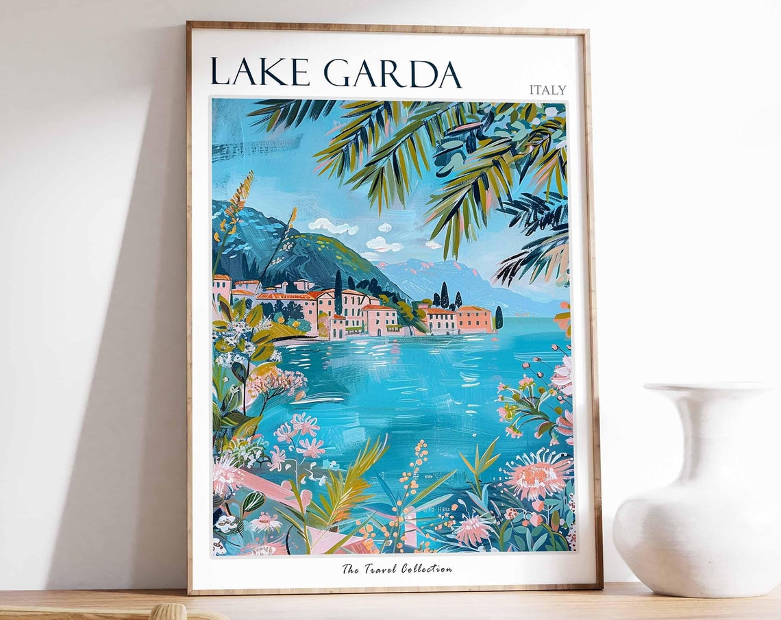 Lake Garda Poster Lake Garda Travel Print Italy Wall Art Italian Travel Print Italian Decor Italian Gift Lake Garda Wall Art