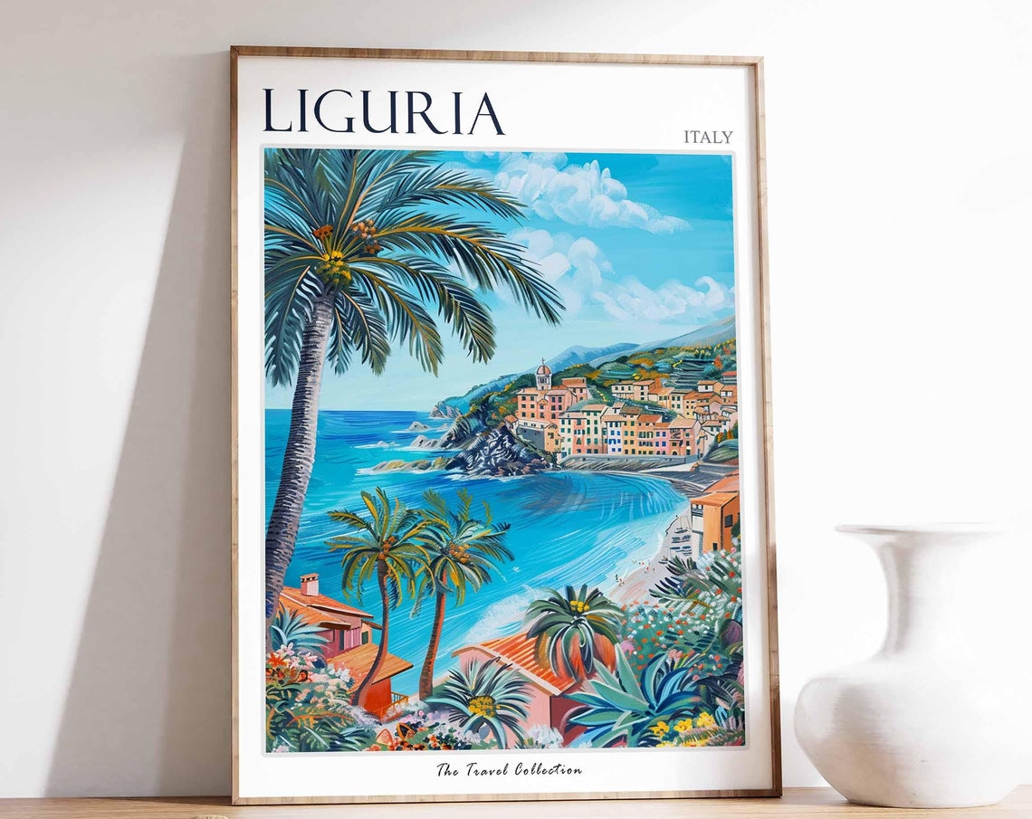 Liguria Poster Liguria Travel Print Italy Wall Art Italian Travel Print Italian Decor Italian Gift Liguria Wall Art