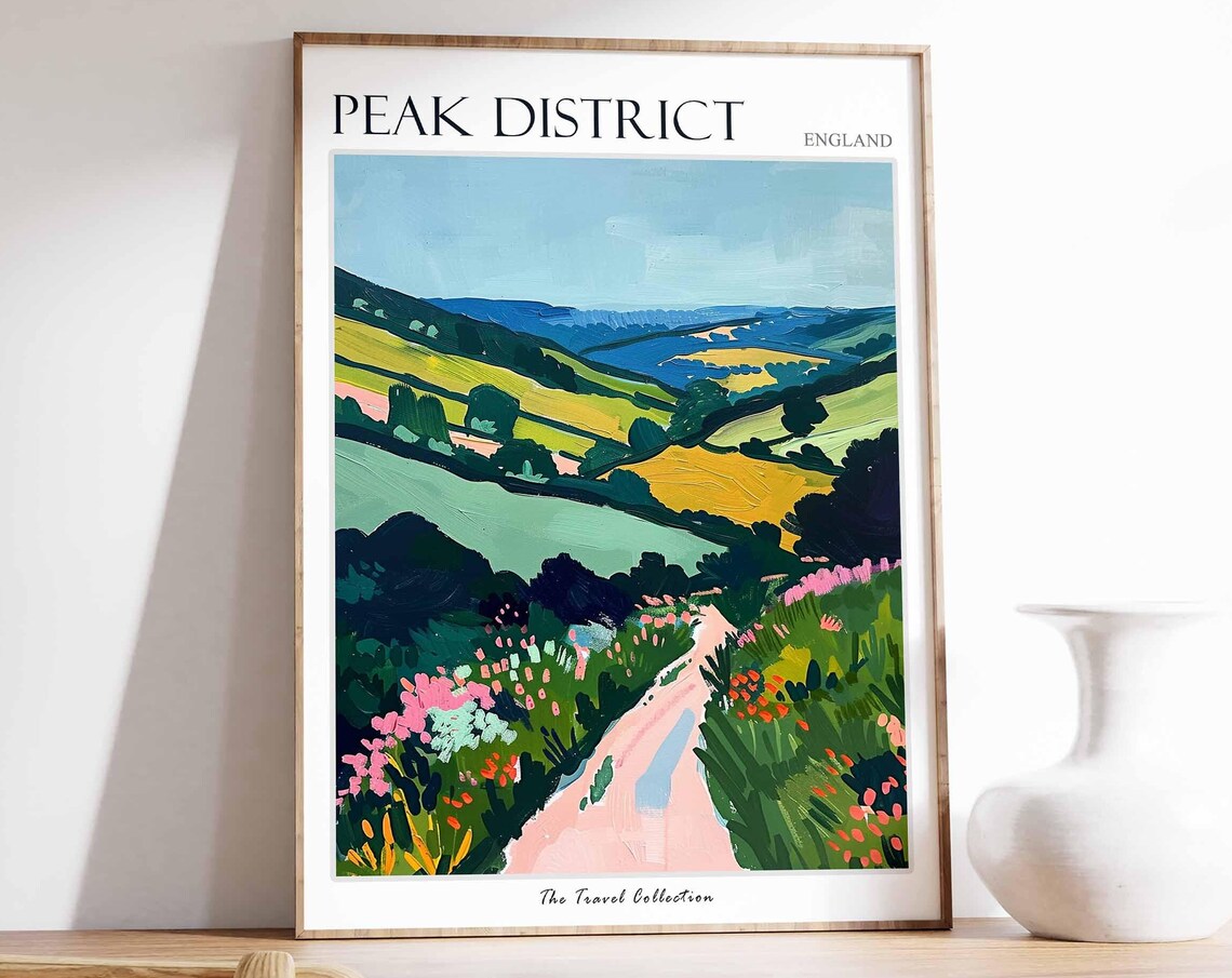 Peak District Wildflower Footpath Valley Summer Travel Poster