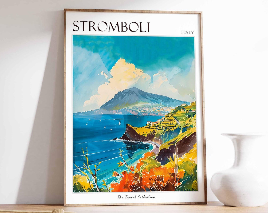 Stromboli Italy Volcano Island Coastline Travel Collection Poster