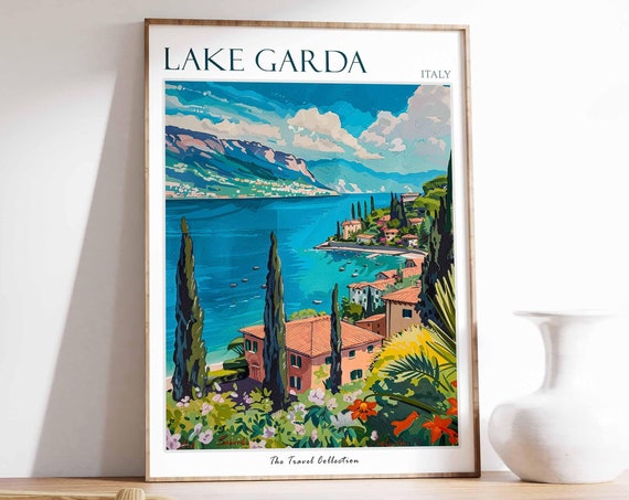 Lake Garda Poster Lake Garda Travel Print Italy Wall Art Italian Travel Print Italian Decor Italian Gift Lake Garda Wall Art