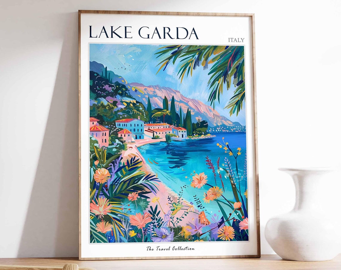 Lake Garda Poster Lake Garda Travel Print Italy Wall Art Italian Travel Print Italian Decor Italian Gift Lake Garda Wall Art