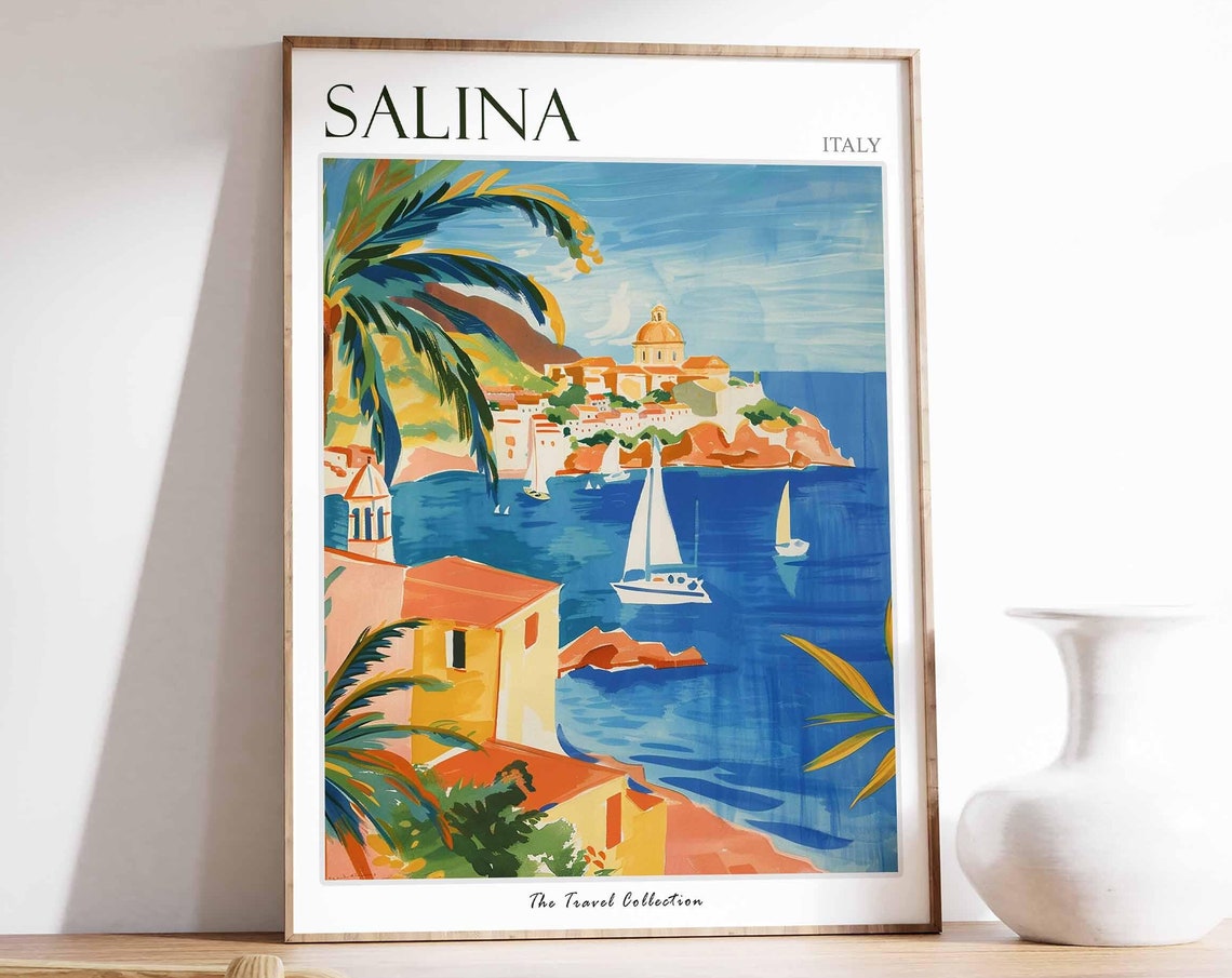 Salina Poster Salina Travel Print Italy Wall Art Italian Travel Print Italian Decor Italian Gift Salina Wall Art