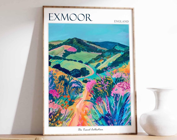 Exmoor Poster England Travel Print Exmoor Travel Art Exmoor Wall Art England Travel Exmoor Home Decor Exmoor Travel Gift