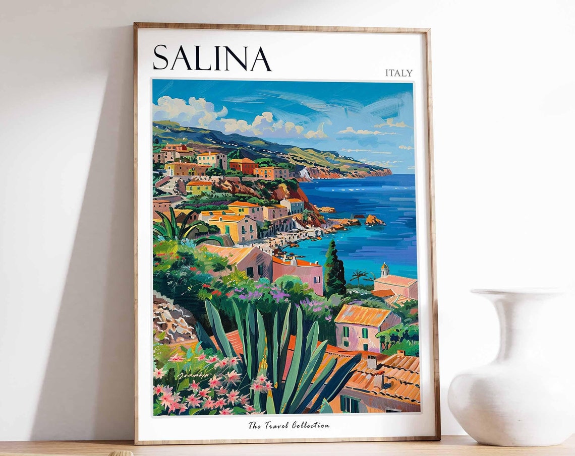 Salina Poster Salina Travel Print Italy Wall Art Italian Travel Print Italian Decor Italian Gift Salina Wall Art