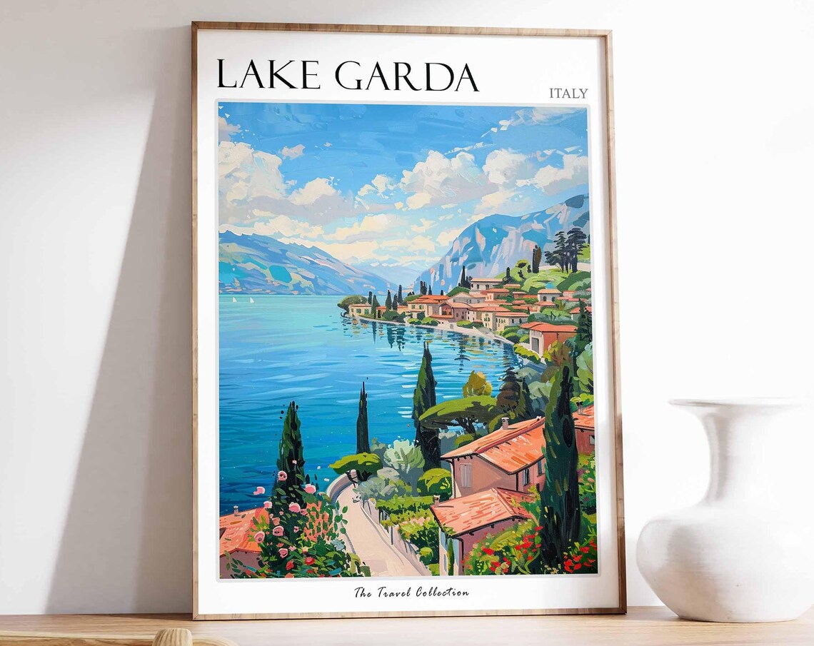 Lake Garda Travel Poster, Italian Landscape Print