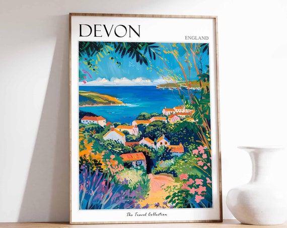 Devon Poster England Travel Print Devon Travel Art Devon Wall Art England Travel Devon Home Decor Devon Travel Gift
