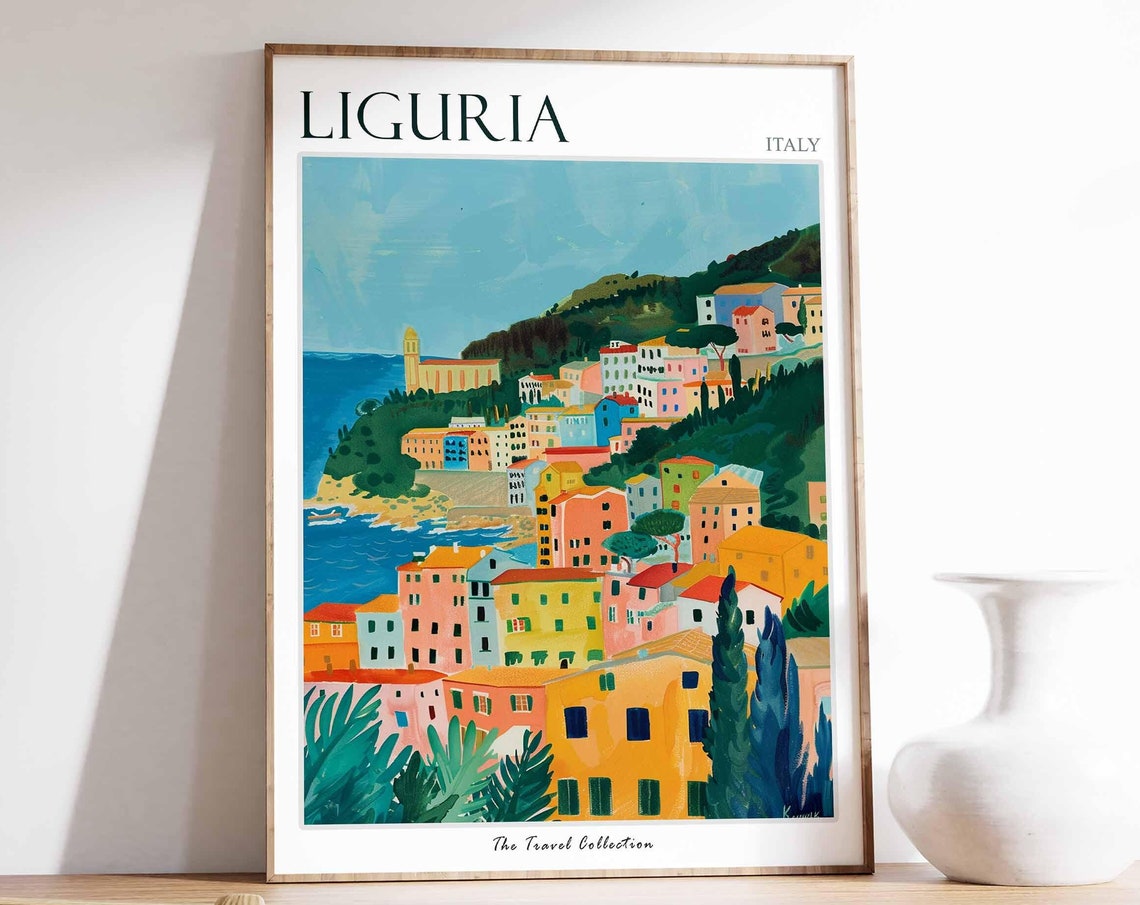 Liguria Poster Liguria Travel Print Italy Wall Art Italian Travel Print Italian Decor Italian Gift Liguria Wall Art