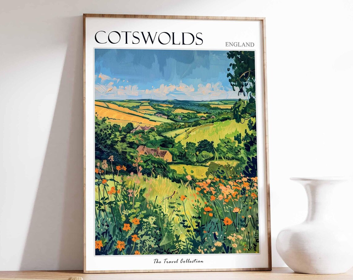 Cotswolds England Stone Farmhouse Valley Orange Blossoms Poster