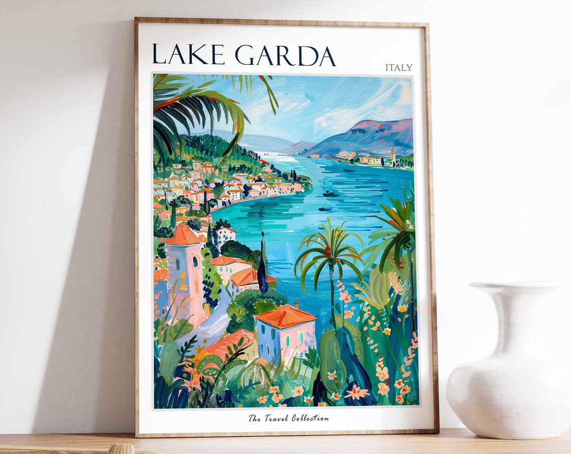 Lake Garda Poster Lake Garda Travel Print Italy Wall Art Italian Travel Print Italian Decor Italian Gift Lake Garda Wall Art