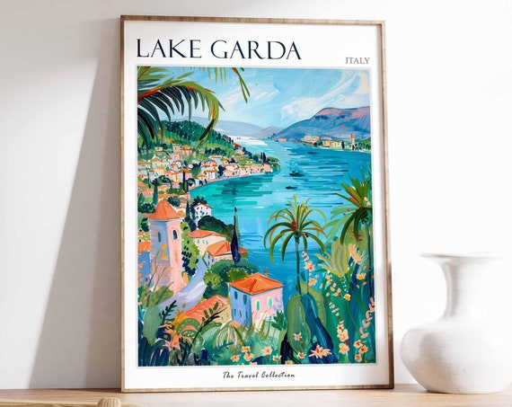 Lake Garda Poster Lake Garda Travel Print Italy Wall Art Italian Travel Print Italian Decor Italian Gift Lake Garda Wall Art